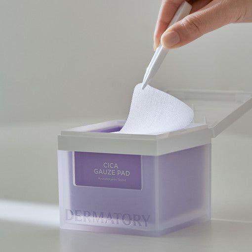 DERMATORY Hypoallergenic Cica Rescue Gauze Pad 200ml (80 Pads) | Soothing, Hydrating & Exfoliating